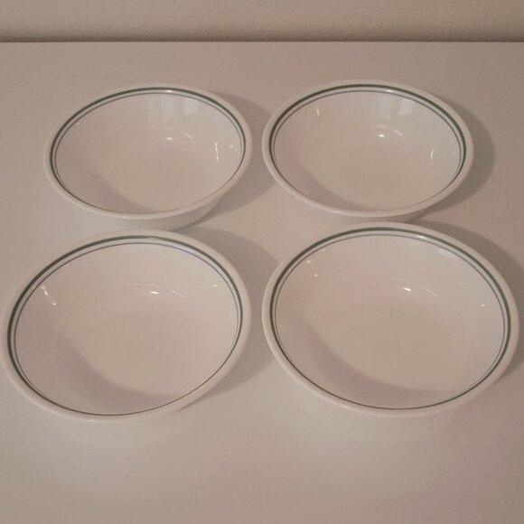 4 Corelle "COUNTRY COTTAGE" Soup/Salad/Cereal Bowls 6 1/4" Green & Blue Stripe - Picture 7 of 13